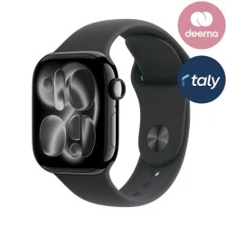Apple Watch Series 11 GPS 42mm Jet Black Aluminium Case with Black Sport Band - M/L